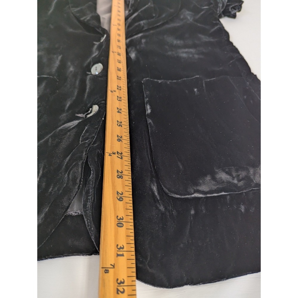 Vintage 80s Carole Little Saint-Tropez West Black Velvet Gothic Blazer Size 12 - Picture 6 of 7